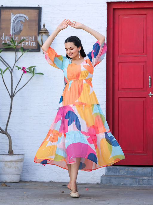 chinese dress ladies Masakali Maxi Dress (White)  MERAKHI