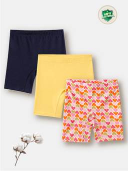 TRESNOVA - Multi-Color Cotton Printed Soft Cycling Shorts (Pack of 3)