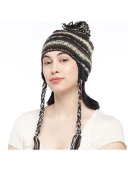 Magic Needles - Women Black Beige Wolen Beanie