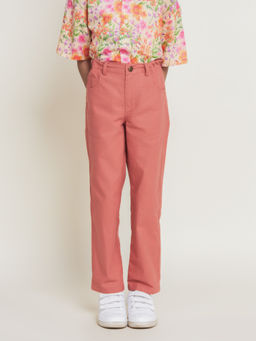 The Tribe Kids - Boys Peach Slim Fit Cotton Sheeting Pant