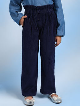 The Tribe Kids - Girls Blue Relaxed High-Rise Corduroy Pant