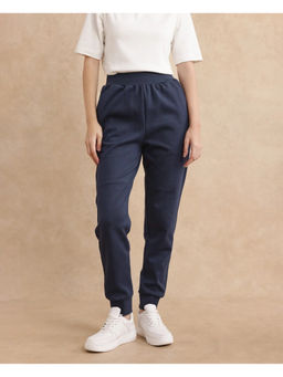 RAREISM - Navy Blue Ribsy Plain Regular Joggers