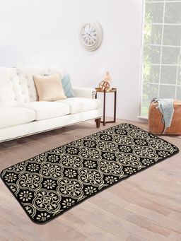 Saral Home - Cotton Anti-Skid Bedside Runner-Black-45X120 Cm