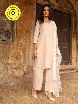 Gulabo Jaipur - Grey Hai rat Kurta With Pant And Dupatta (Set Of 3)