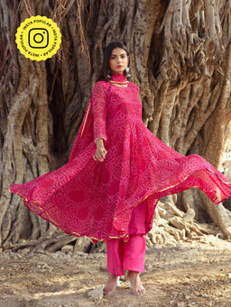Gulabo Jaipur - Pink Naaz Anarkali With Pant And Dupatta (Set Of 3)