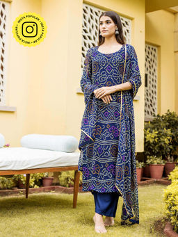 Gulabo Jaipur - Blue Naaz Straight Kurta With Pant And Dupatta (Set Of 3)