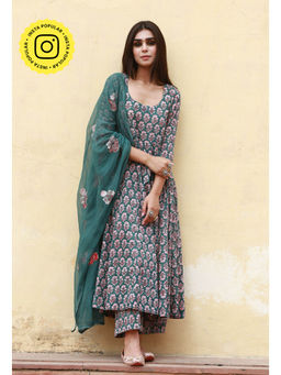 Gulabo Jaipur - Sunflower Green Anarkali Suit (Set of 3)