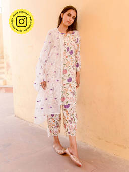 Gulabo Jaipur - Bloom White Kurta (Set of 3)