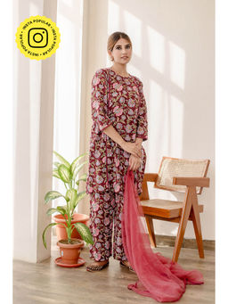 Gulabo Jaipur - Basil Maroon Kurta (Set of 3)