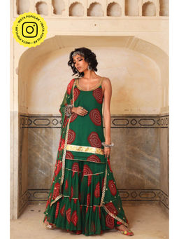 Gulabo Jaipur - Shinaz Green Sharara (Set of 3)