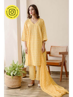 Gulabo Jaipur - Anjuli Yellow Straight (Set of 3)