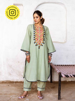 Gulabo Jaipur - Arzu Green Kurta (Set of 2)