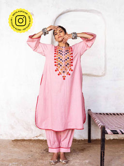 Gulabo Jaipur - Arzu Peach Kurta (Set of 2)