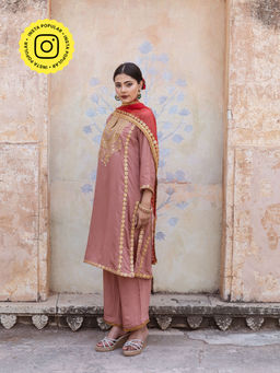 Gulabo Jaipur - Roop Peach Kurta (Set of 3)