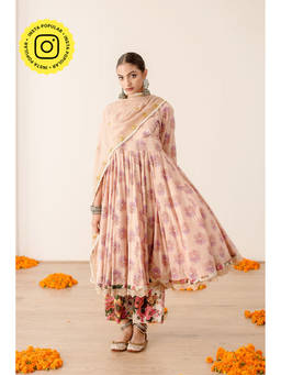 Gulabo Jaipur - Roshan Peach Anarkali (Set of 3)