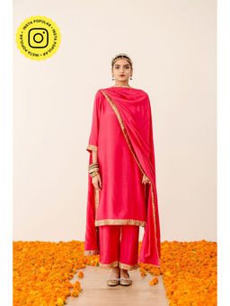 Gulabo Jaipur - Kalista Pink Straight Kurta with Pant (Set of 3)