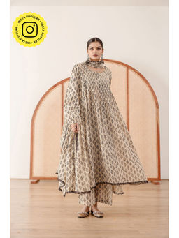 Gulabo Jaipur - Abaya Off White Anarkali (Set of 3)