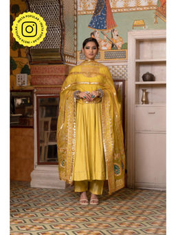 Gulabo Jaipur - Shri Yellow Anarkali (Set of 3)