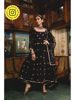 Gulabo Jaipur - Chandni Black Anarkali (Set of 3)