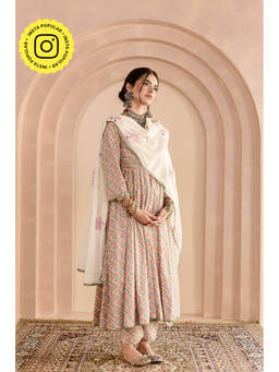 Gulabo Jaipur - Shaila Anarkali-Pant with Dupatta-Multi-Color (Set of 3)