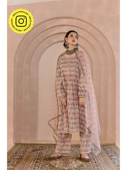 Gulabo Jaipur - Shriya Anarkali-Pant with Dupatta-Peach (Set of 3)
