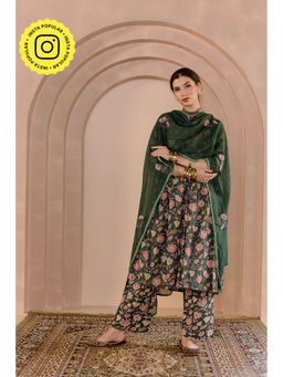 Gulabo Jaipur - Sparrow Anarkali-Pant with Dupatta-Green (Set of 3)