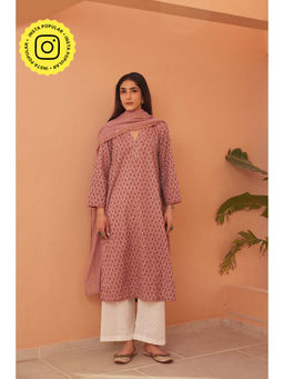 Gulabo Jaipur - Alia Peach Straight Kurta with Palazzo and Dupatta