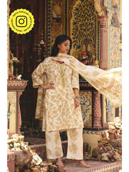Gulabo Jaipur - Hiba Off White Kurta with Pant and Dupatta