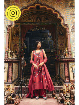 Gulabo Jaipur - Bhumi Red Anarkali with Pant and Dupatta