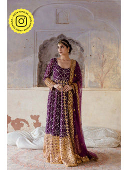 Gulabo Jaipur - Georgette Mallika Purple Gown with Organza Dupatta