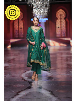 Gulabo Jaipur - Reeha Green Straight Kurta with Pant and Dupatta