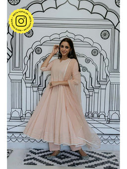 Gulabo Jaipur - Rohee Peach Anarkali with Pant and Dupatta