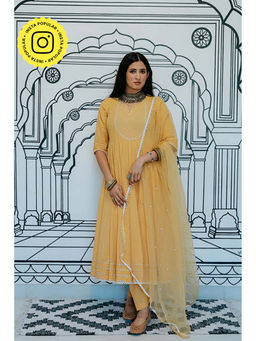 Gulabo Jaipur - Rohee Yellow Anarkali with Pant and Dupatta