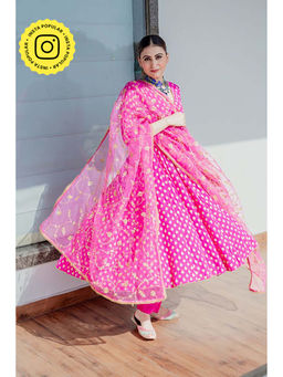 Gulabo Jaipur - Zuri Pink Anarkali Kurta With Pant And Dupatta