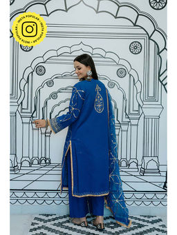 Gulabo Jaipur - Marina Blue Kurta With Pant And Dupatta