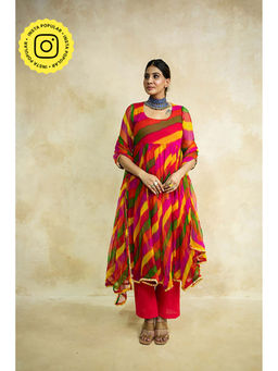 Gulabo Jaipur - Women Georgette Printed Anarkali Kurta with Pant and Dupatta