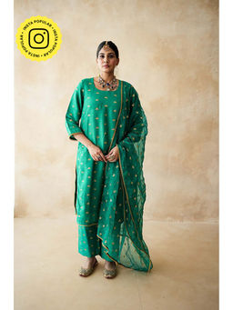 Gulabo Jaipur - Women Chanderi Embroidered Kurta with Pant and Dupatta