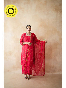 Gulabo Jaipur - Women Chanderi Embroidered Kurta with Pant and Dupatta