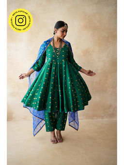 Gulabo Jaipur - Women Chanderi Embroidered Kurta with Pant and Dupatta