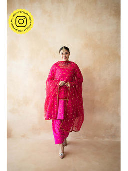 Gulabo Jaipur - Women Chanderi Embroidered Kurta with Pant and Dupatta