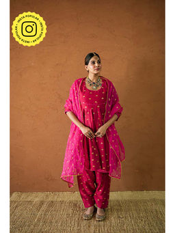 Gulabo Jaipur - Women Chanderi Embroidered Kurta with Pant and Dupatta