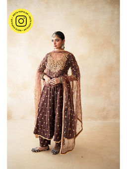 Gulabo Jaipur - Women Chanderi Embroidered Anarkali Kurta with Pant and Dupatta