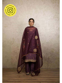 Gulabo Jaipur - Reeha Purple Straight Kurta with Pant and Dupatta