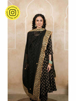 Gulabo Jaipur - Zeenat Black Anarkali Kurta with Pant and Dupatta