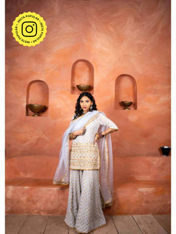 Gulabo Jaipur - Zuri Blue Kurti with Sharara and Dupatta