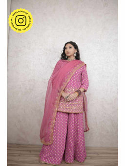 Gulabo Jaipur - Zuri Rani Pink Kurti with Sharara and Dupatta