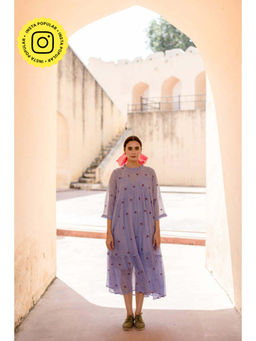 Gulabo Jaipur - Nayn Purple Self Design Doriya Midi Dress