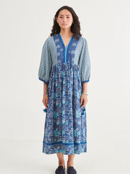 Prakriti Jaipur - Indigo Floral Midi Dress