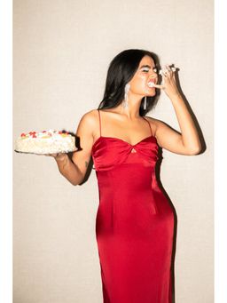 Contemponari - Red Cherry On Top Midi Dress