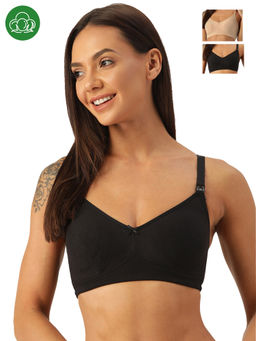 Inner Sense - Organic Cotton Antimicrobial Nursing Bra With Removable Pads-Pack Of 3-MultiColor